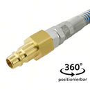 Polyurethan-Spiralschlauch mit Knickschutzspirale 360° drehbar mit Druckluftkupplung, Kupplungsstecker NW 7,2