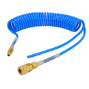 Polyurethan-Spiralschlauch mit Knickschutzspirale 360° drehbar mit Druckluftkupplung, Kupplungsstecker NW 7,2