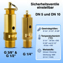 Sicherheitsventile einstellbar, nicht bauteilgeprüft, (1 - 16 bar)